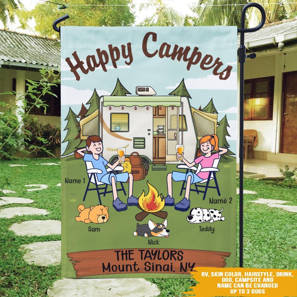 Camping Custom Garden Flag Happy Campers Personalized Gift - PERSONAL84