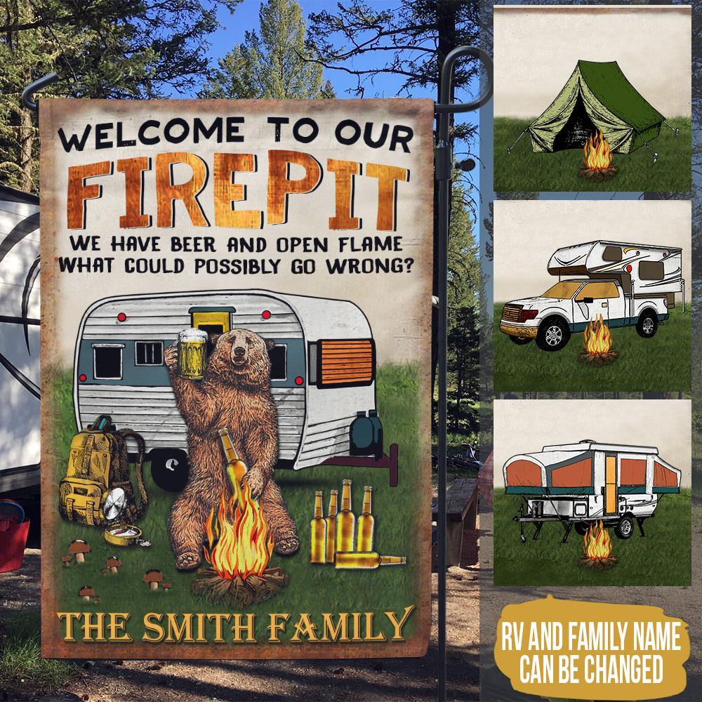 Camping Custom Garden Flag We Have Open Flame And Cold Beer - PERSONAL84