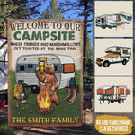 Camping Custom Garden Flag Welcome To Our Campsite Friends And Marshmallow Get Toasted Personalized Gift - PERSONAL84