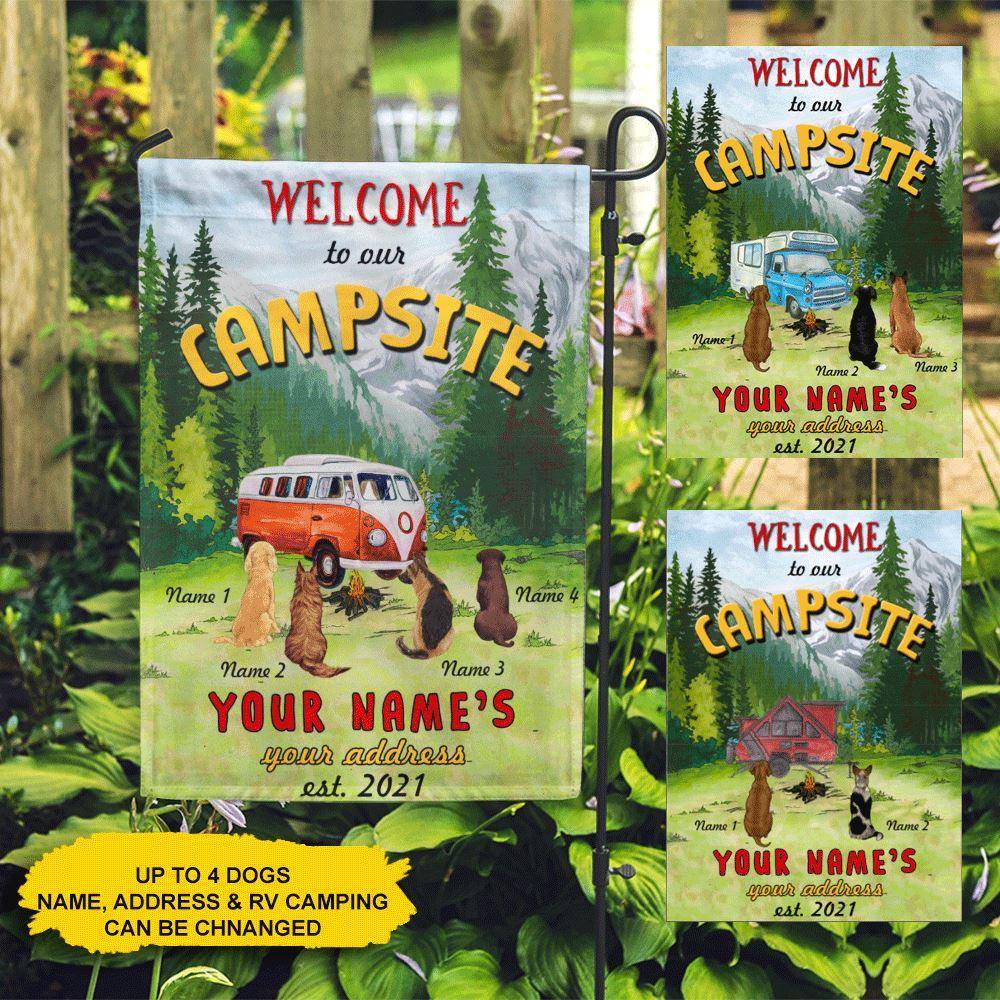 Camping Custom Garden Flag Welcome To Our Campsite Personalized Gift - PERSONAL84