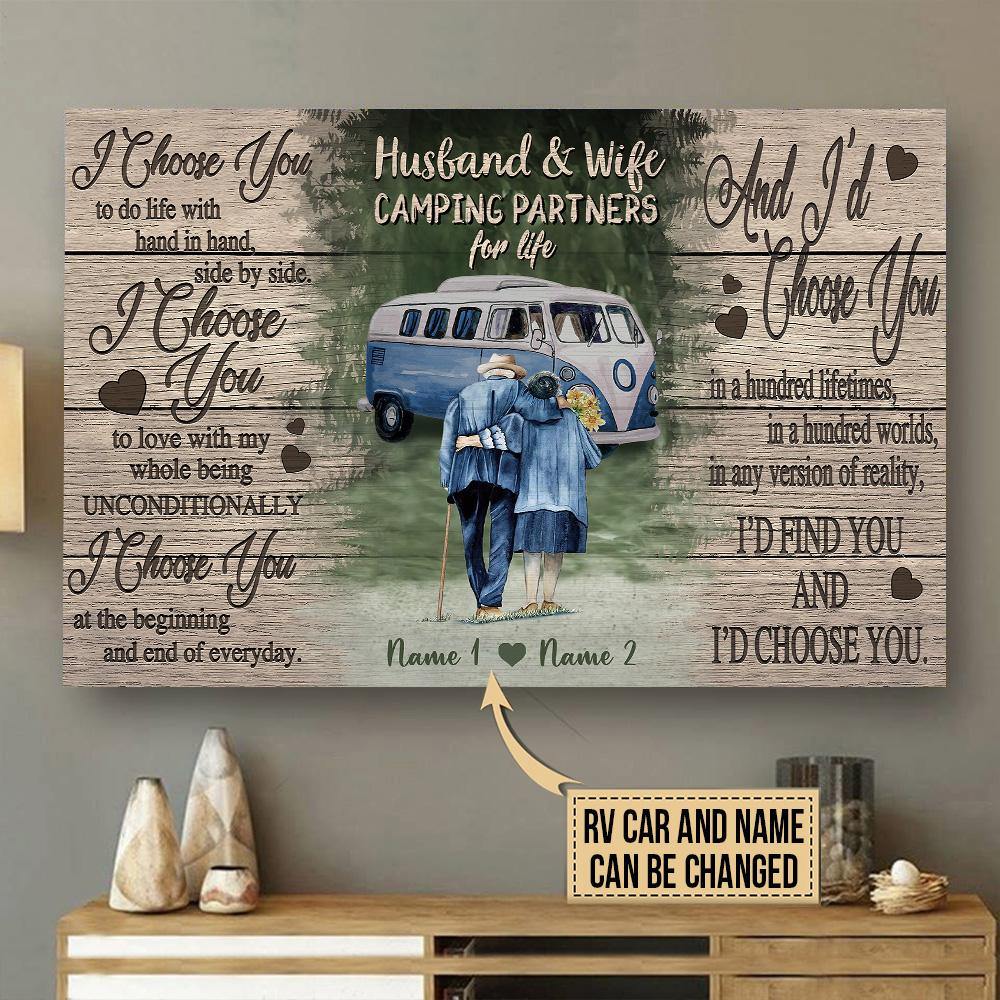 Camping Custom Poster I Choose You To Do Life With Hand In Hand Side By Side Camping Couple Personalized Gift - PERSONAL84