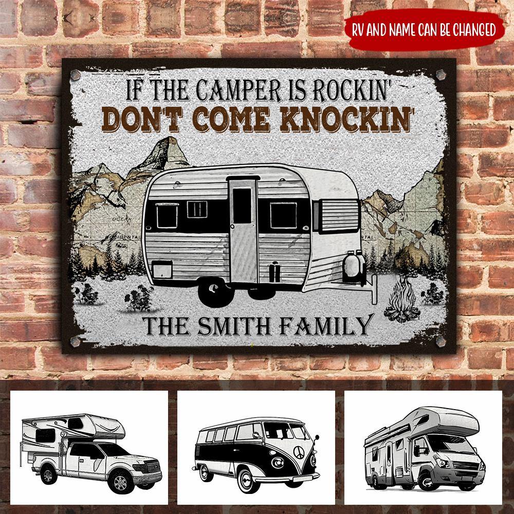 Camping Custom Sign Don't Come Knockin If The Camper Is Rockin Personalized Gift - PERSONAL84