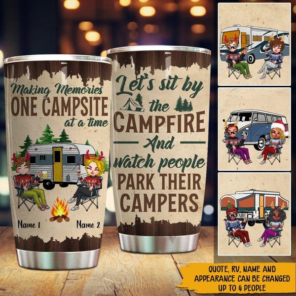 Personalized Couple Camping Tumbler Let's Sit By The Campfire And