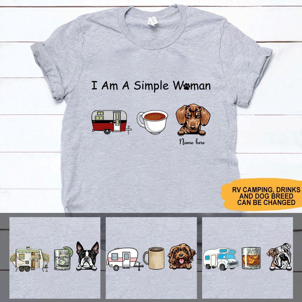 Camping Dogs Custom T Shirt I Am A Simple Woman Personalized Gift - PERSONAL84