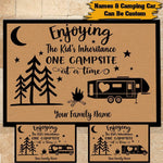 Camping Doormat Customized Name and RV Enjoying The Kid's Inheritance One Campsite At A Time Personalized Gift - PERSONAL84