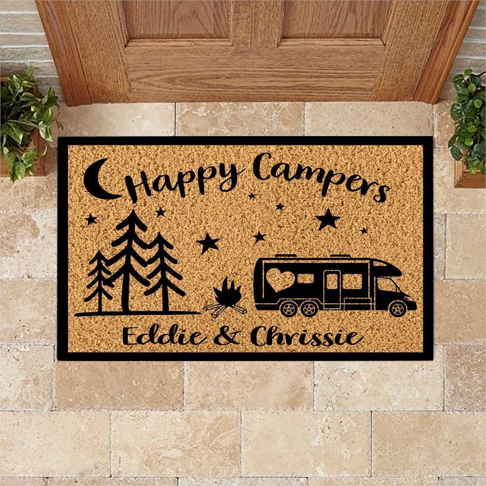 Camping Doormat Customized RV And Name Happy Campers Custom Doormat - PERSONAL84