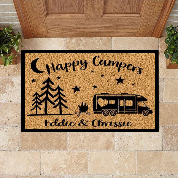 Happy Campers Custom Doormat / Welcome Mat / RV / Recreational 