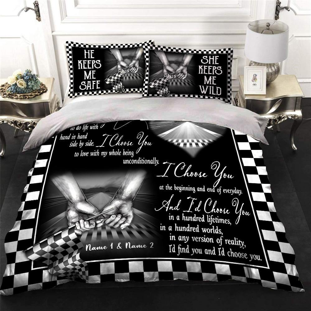 Car Racing Custom Bedding Set I Choose You To Do Life With Personalized Gift - PERSONAL84