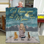 Cat Blanket Customized Name And Breed I Love You To The Moon And Back - PERSONAL84