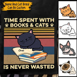 Cat Book Custom Shirt Time Spent With Books And Cats Is Never Wasted Personalized Gift - PERSONAL84