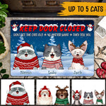 Cat Christmas Custom Doormat Keep Door Closed Don't Let The Cats Out Personalized Gift For Cat Lovers - PERSONAL84