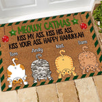 Cat Christmas Custom Doormat Meowy Christmas Kiss My Ass Funny Personalized Gift Cat Mom - PERSONAL84