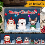 Cat Christmas Custom Doormat Meowy Christmas Personalized Gift For Cat Lovers - PERSONAL84