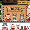 Cat Christmas Custom Doormat Tis The Season To Be Jolly Falala Personalized Gift For Cat Lovers - PERSONAL84
