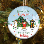 Cat Circle Ornament Customized Name and Breed We Are On The Naughty List - PERSONAL84