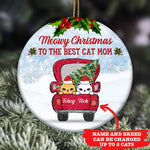 Cat Circle Ornament Personalized Name And Breed Meowy Christmas To The Best Cat Mom - PERSONAL84