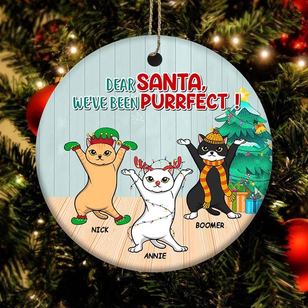 Cat Circle Ornament Personalized Name And Breed We've Been Purrfect - PERSONAL84