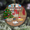 Cat Circle Ornament Personalized Name And Color Dashing Through The No - PERSONAL84