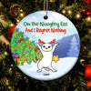 Cat Circle Ornament Personalized Name And Color On The Naughty List - PERSONAL84