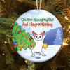 Cat Circle Ornament Personalized Name And Color On The Naughty List - PERSONAL84
