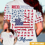 Cat Custom All Over Printed Shirt Red White & Meow 4th Of July Personalized Gift - PERSONAL84