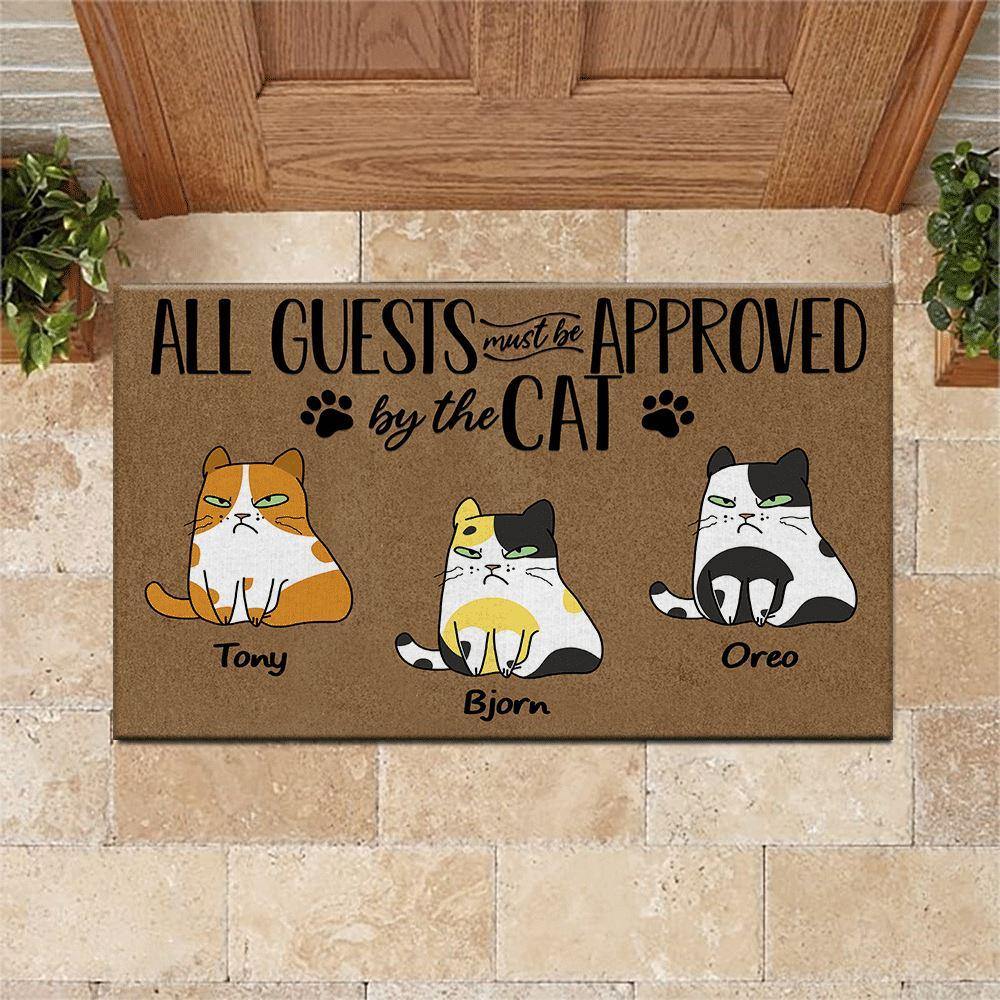 Cat Custom Doormat All Guests Must Be Approved By The Cat Personalized Gift - PERSONAL84