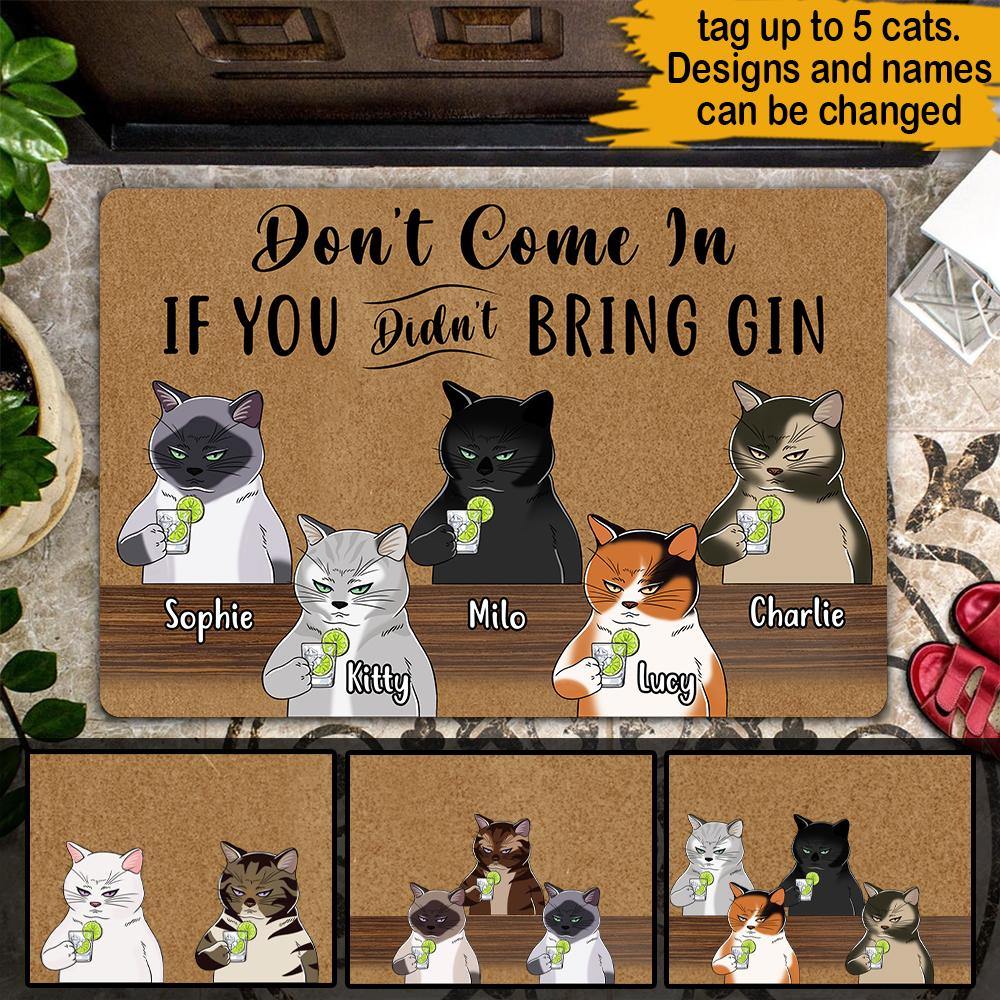 Cat Custom Doormat Don't Come In If You Didn't Bring Gin Personalized Gift - PERSONAL84