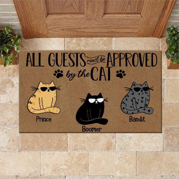 Cat Custom Doormat Name All Guests Must Be Approved By The Cat Personalized Doormat - PERSONAL84