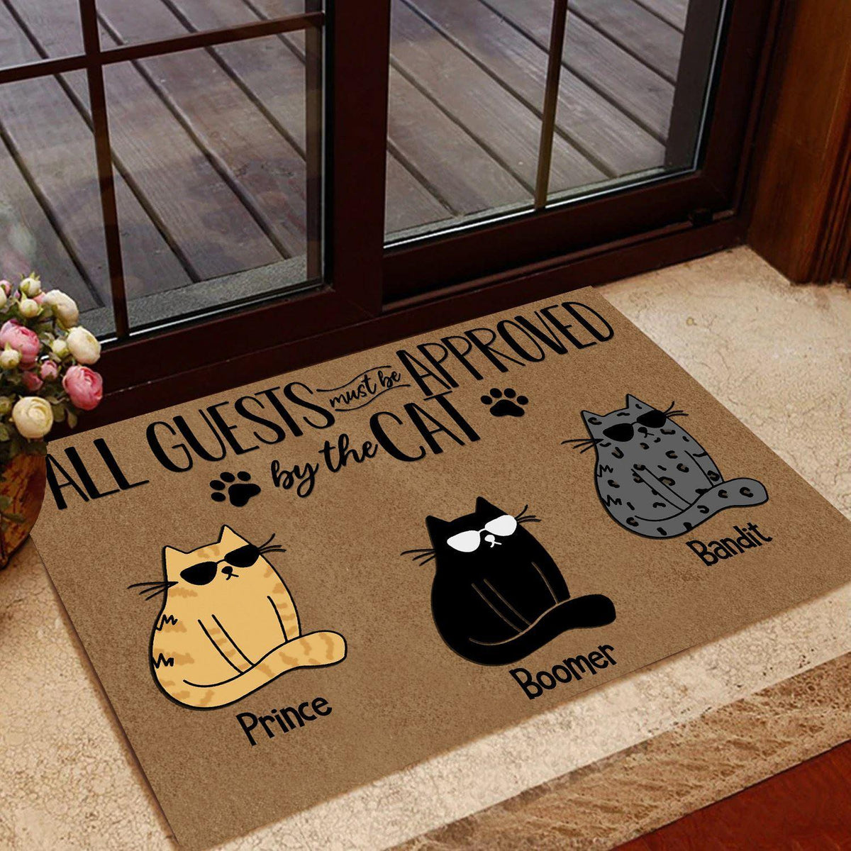 Cat Custom Doormat Name All Guests Must Be Approved By The Cat Personalized Doormat - PERSONAL84