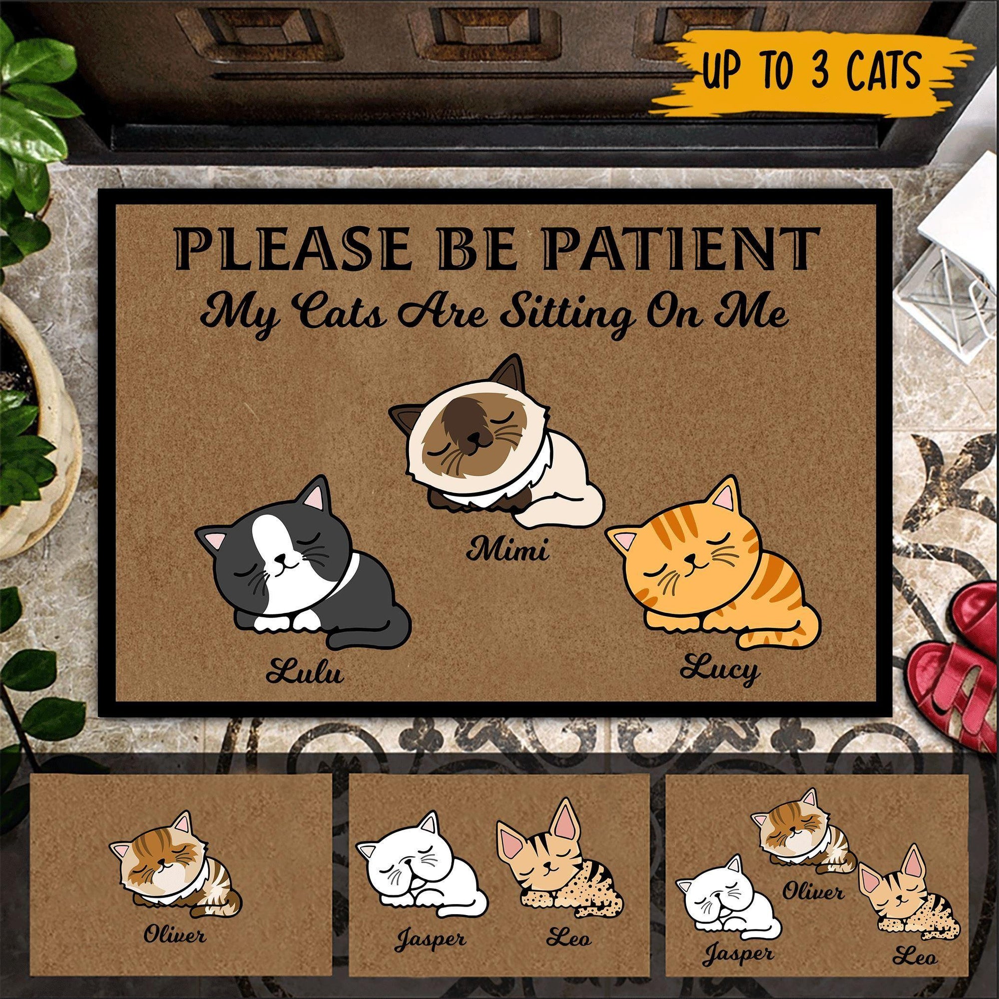 Cat Custom Doormat Please Be Patient My Cats Are Sitting On Me - PERSONAL84
