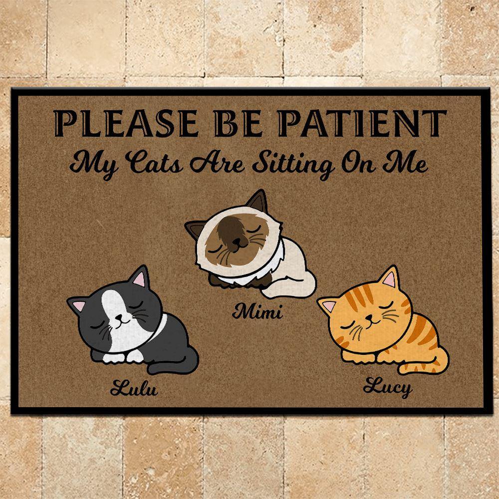 Cat Custom Doormat Please Be Patient My Cats Are Sitting On Me - PERSONAL84