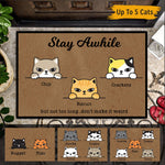 Cat Custom Doormat Stay Awhile But Not Too Long Don't Make It Weird - PERSONAL84