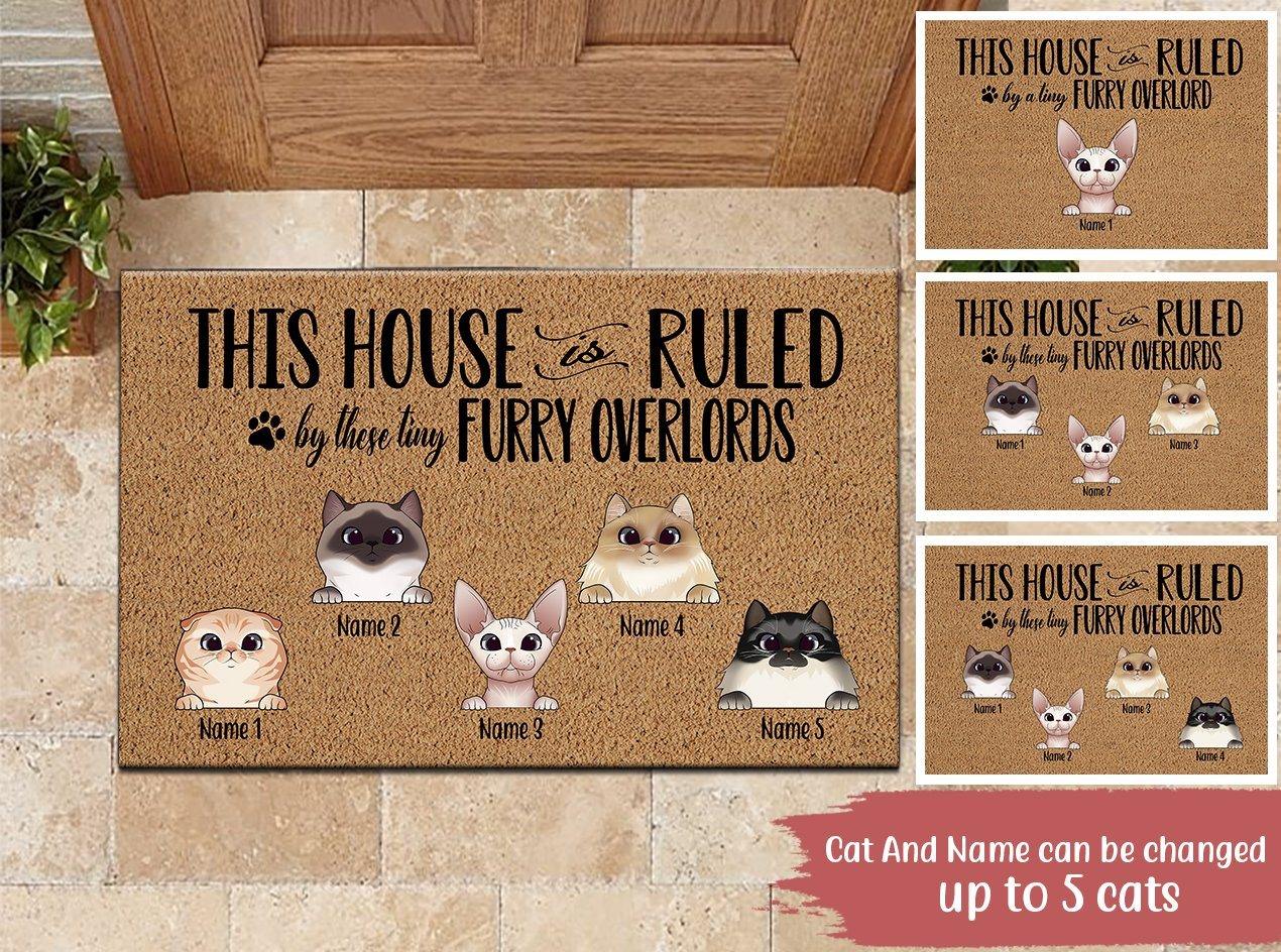 Cat Custom Doormat This House Is Ruled By A Tiny Furry Overlords Personalized Gift - PERSONAL84