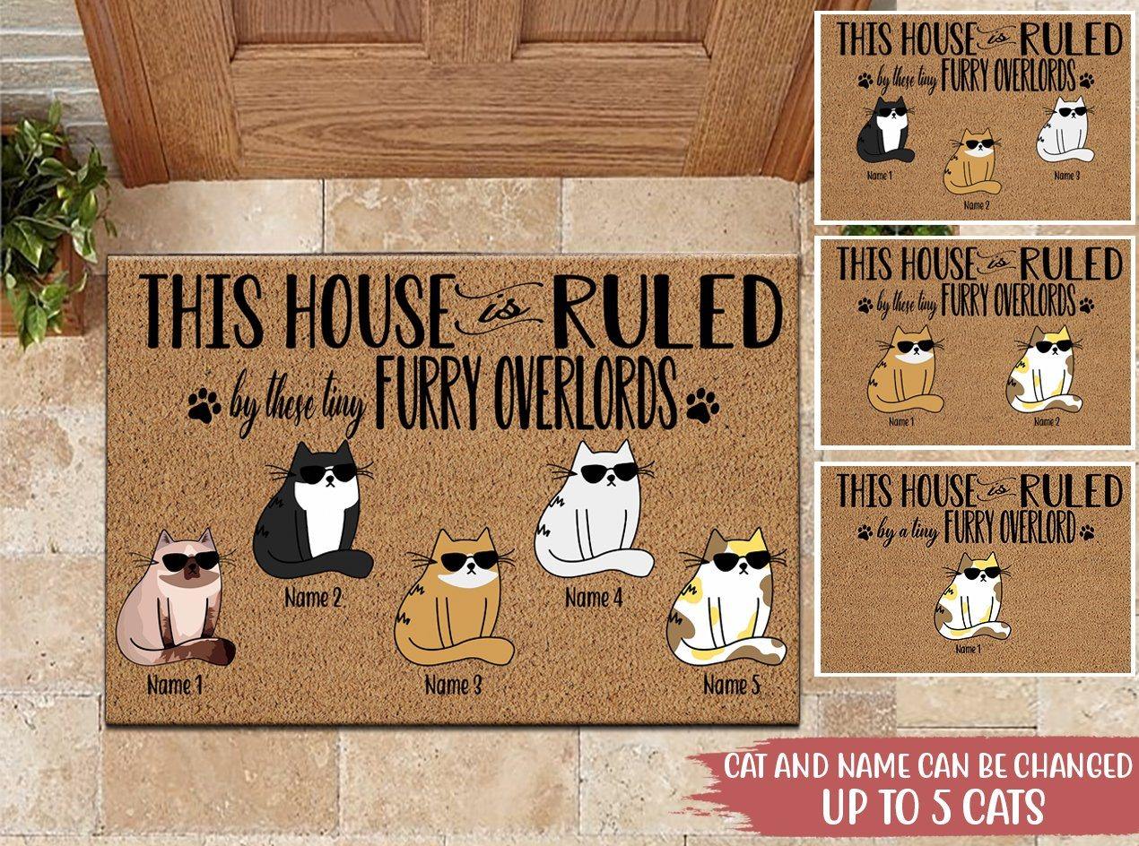 Cat Custom Doormat This House Is Ruled By These Tiny Furry Overlords Personalized Gift - PERSONAL84