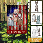 Cat Custom Garden Flag US Flag 4th Of July Personalized Gift - PERSONAL84