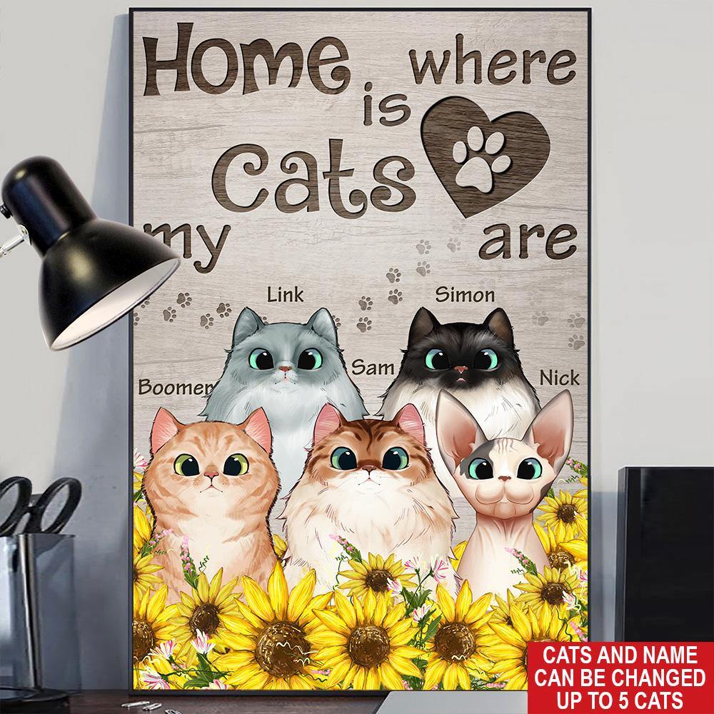 Cat Custom Poster Home Is Where My Cats Are Personalized Gift - PERSONAL84