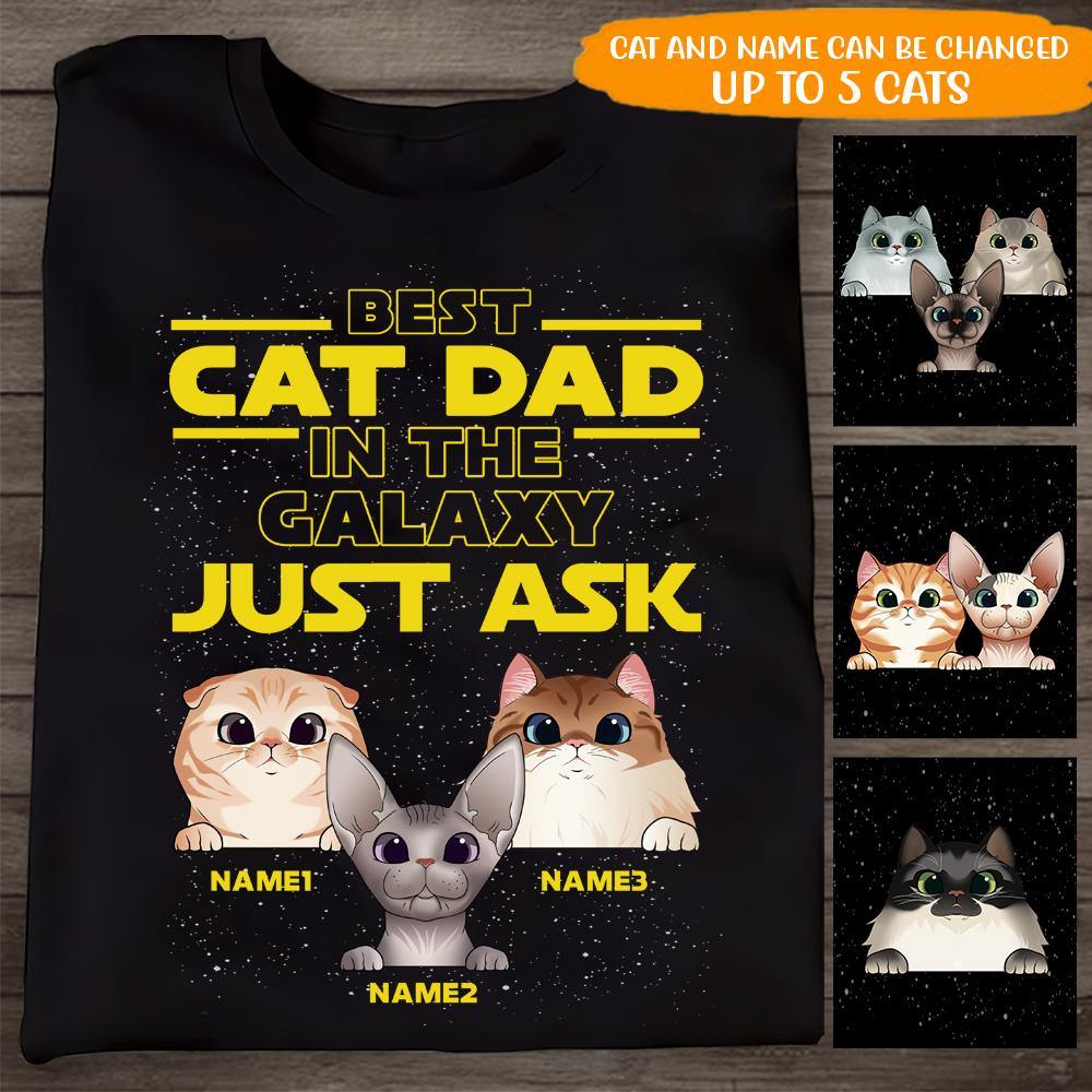 Cat Custom T Shirt Best Cat Dad In The Galaxy Father's Day Personalized Gift - PERSONAL84