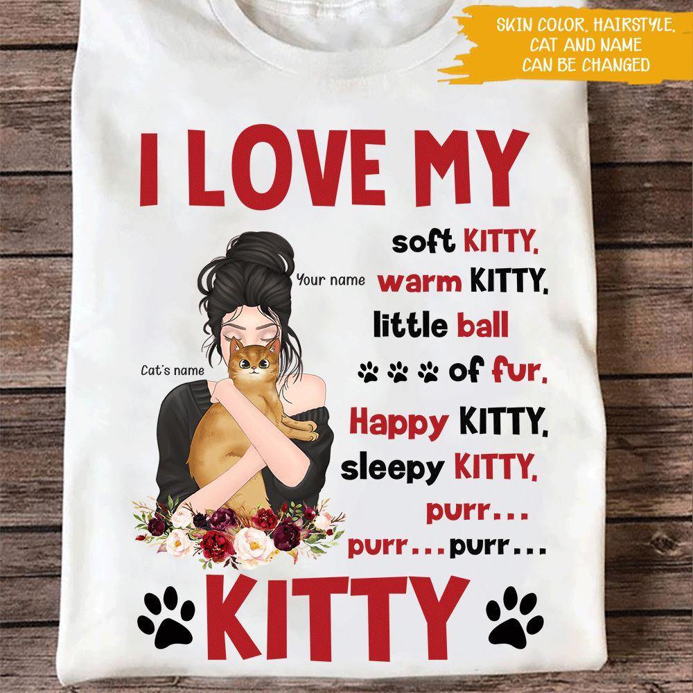 Cat Custom T Shirt I Love My Kitty Cat Mom Personalized Gift - PERSONAL84