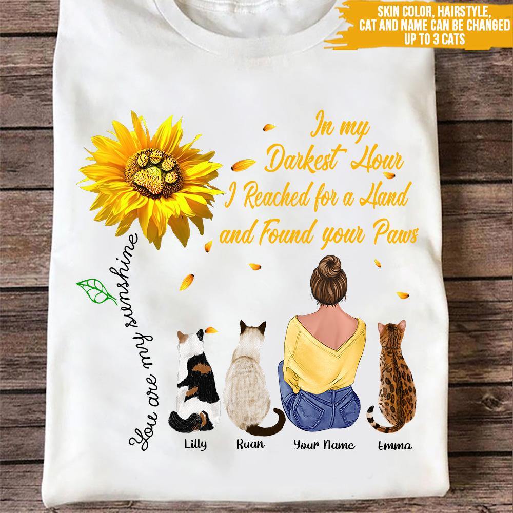 Cat Custom T Shirt In My Darkest Hour I Found Your Paws Personalized Gift - PERSONAL84