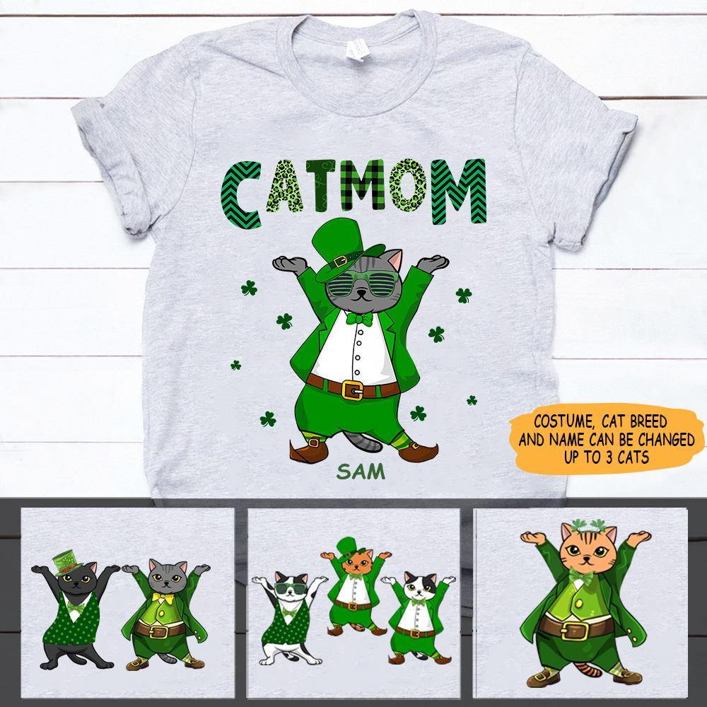 Cat Custom T Shirt Lucky Cat Mom St Patrick's Day Personalized Gift - PERSONAL84