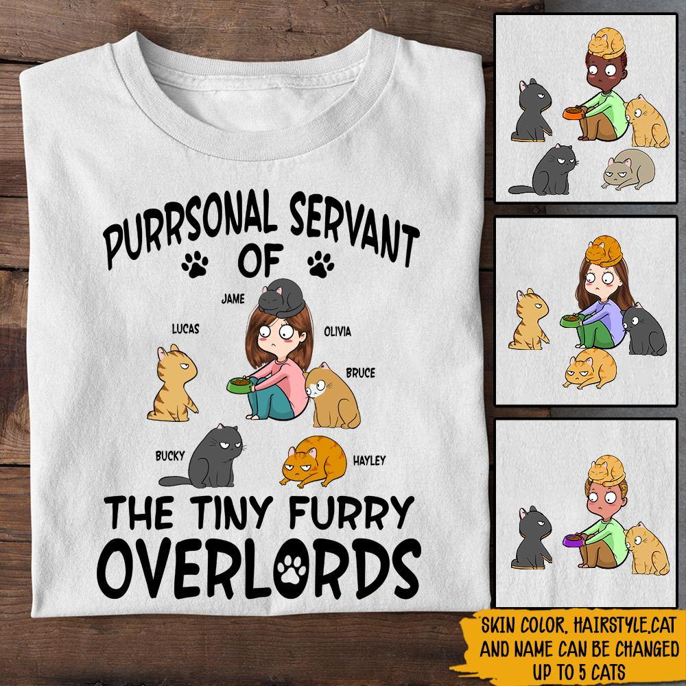 Cat Custom T Shirt Purrsonal Servant Of The Tiny Furry Overlords Personalized Gift - PERSONAL84