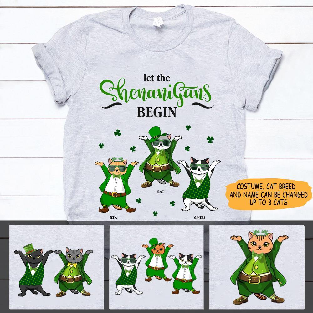 Cat Custom T Shirt St Patrick's Day Let The Shenanigans Begin Personalized Gift - PERSONAL84
