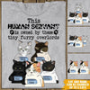 Cat Custom T Shirt This Human Servant Is Owned By These Tiny Furry Overlords Personalized Gift - PERSONAL84