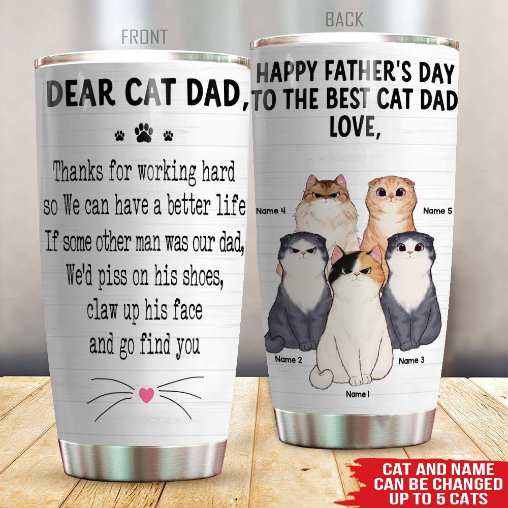 Cat Custom Tumbler Happy Father's Day To The Best Cat Dad Personalized Gift - PERSONAL84