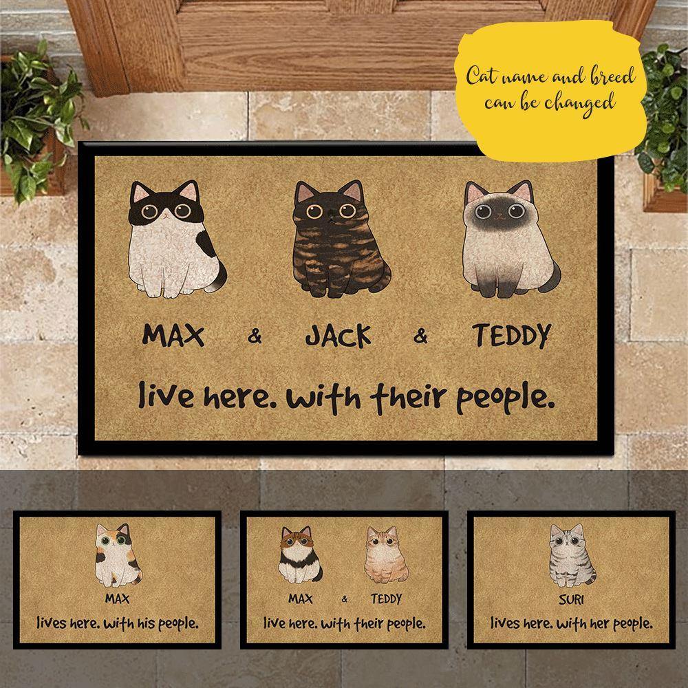 Cat Doormat Customized Cat Live With People - PERSONAL84
