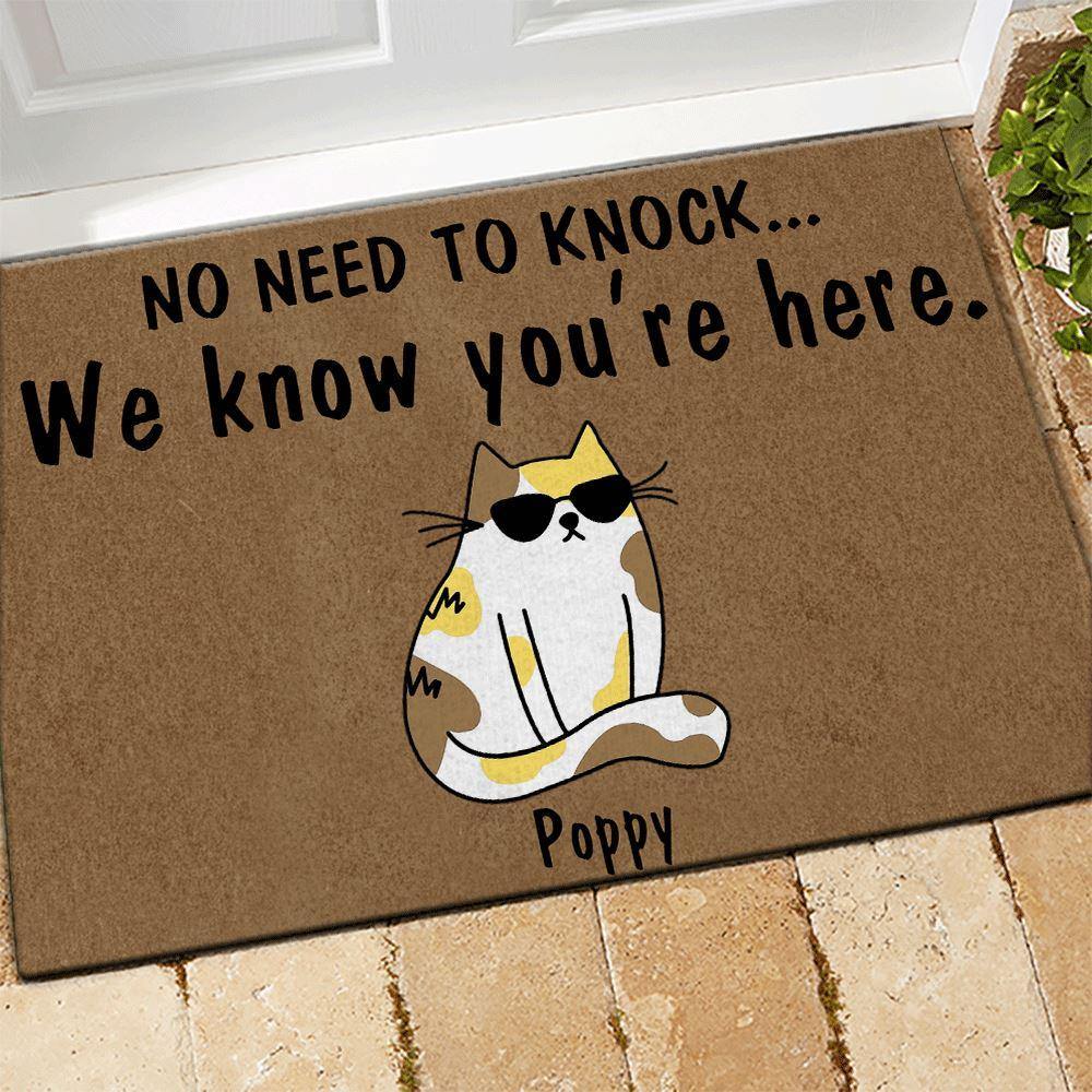 Cat Doormat Customized Name and Breed No Need To Knock We Know You're Here - PERSONAL84