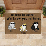 Cat Doormat Customized Name and Breed No Need To Knock We Know You're Here - PERSONAL84