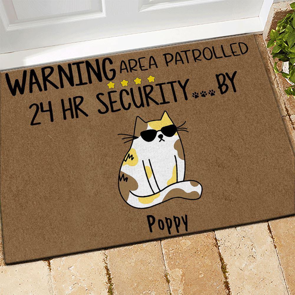 Cat Doormat Customized Name and Breed Warning Area Patrolled 24hr Security By - PERSONAL84