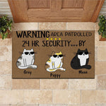 Cat Doormat Customized Name and Breed Warning Area Patrolled 24hr Security By - PERSONAL84