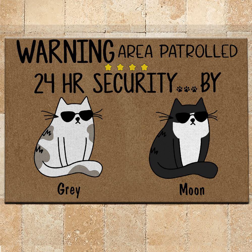 Cat Doormat Customized Name and Breed Warning Area Patrolled 24hr Security By - PERSONAL84